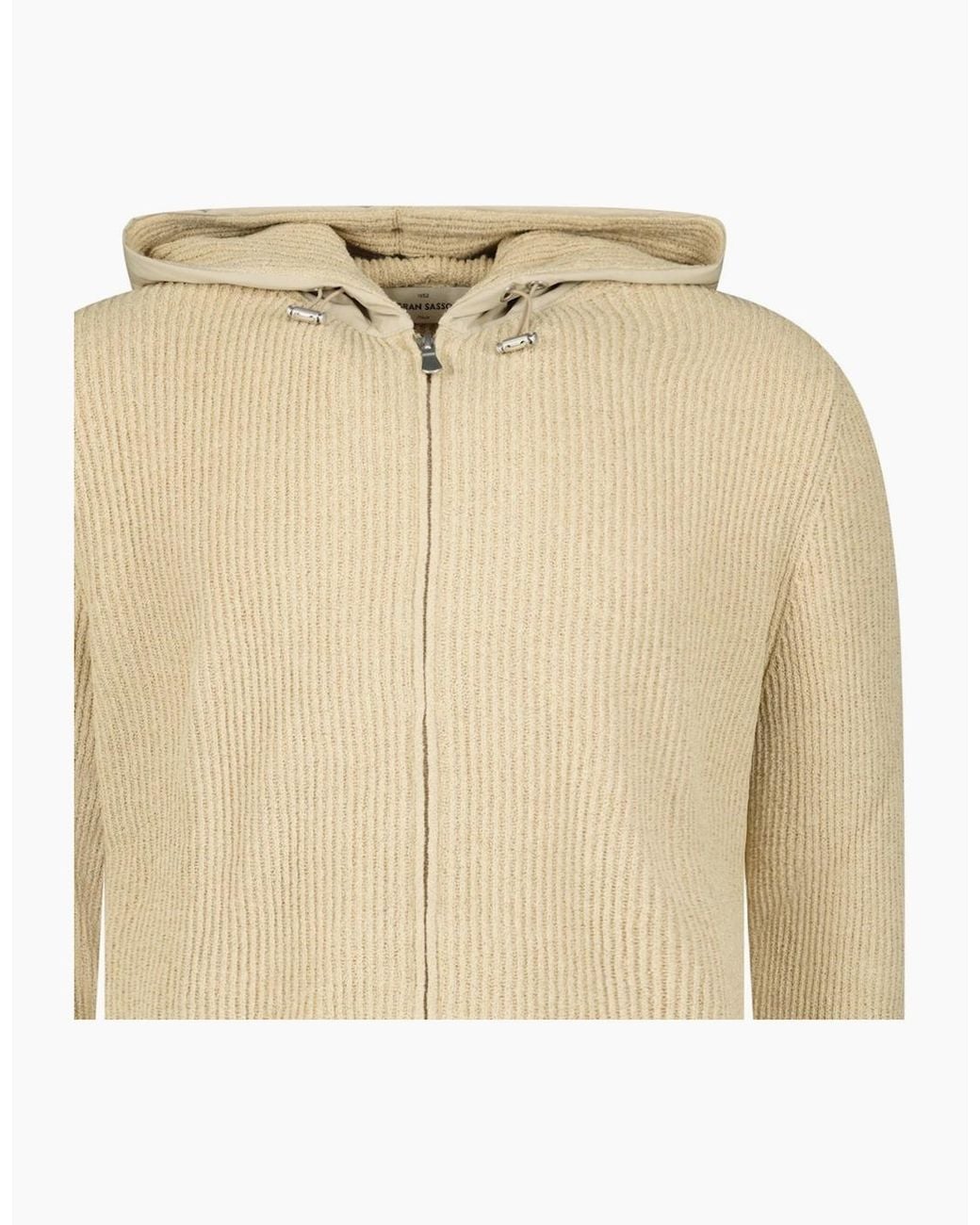 Gran Sasso Natural Ribbed Zip-Up Hoodie for men