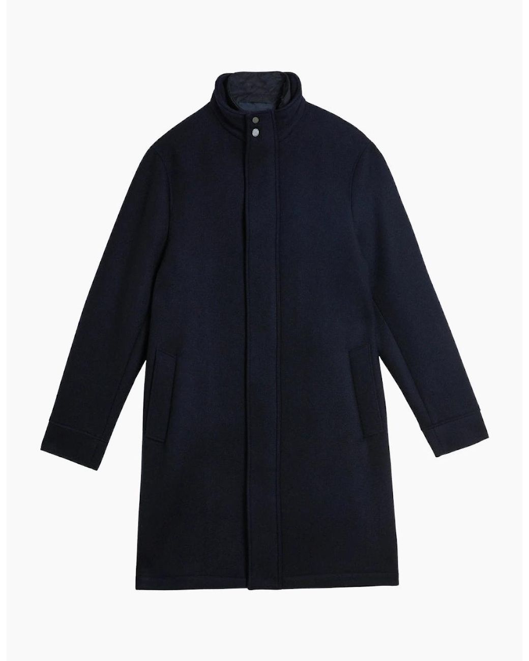 Ted Baker Blue Ederson Wool Blend Funnel Neck Coat for men