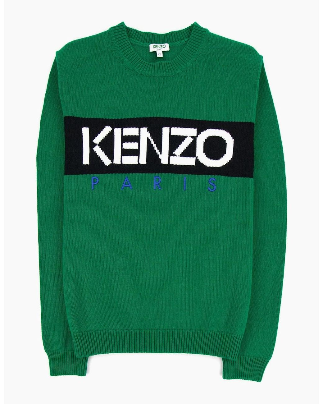 KENZO Green Logo Crew Knit Sweatshirt for men
