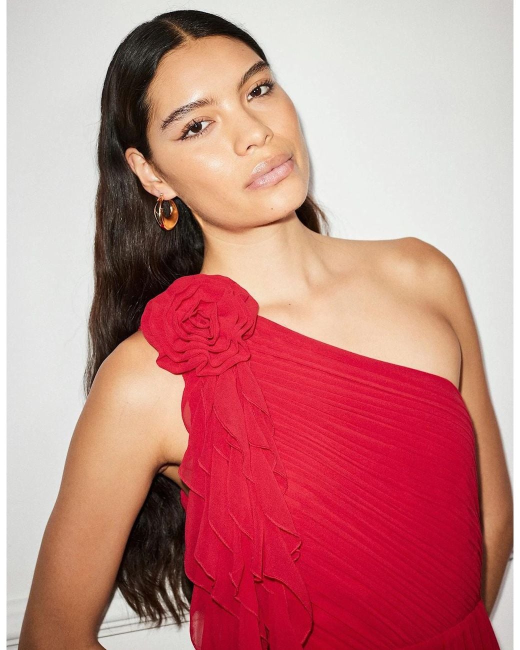 Ro&zo Red Isla Corsage One Shoulder Dress