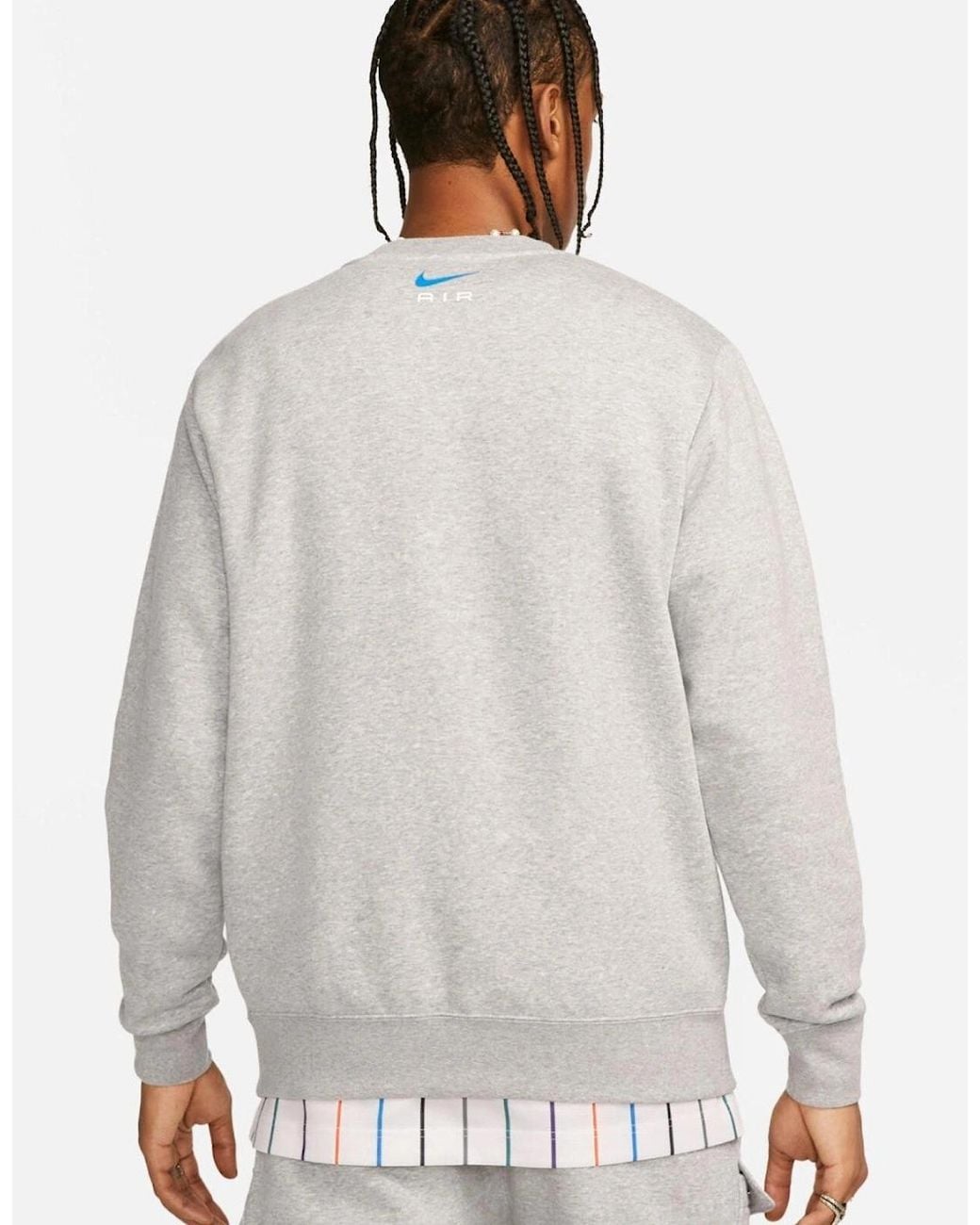 Nike Gray Sportswear Air Fleece Bb Crewneck Full Tracksuit Set