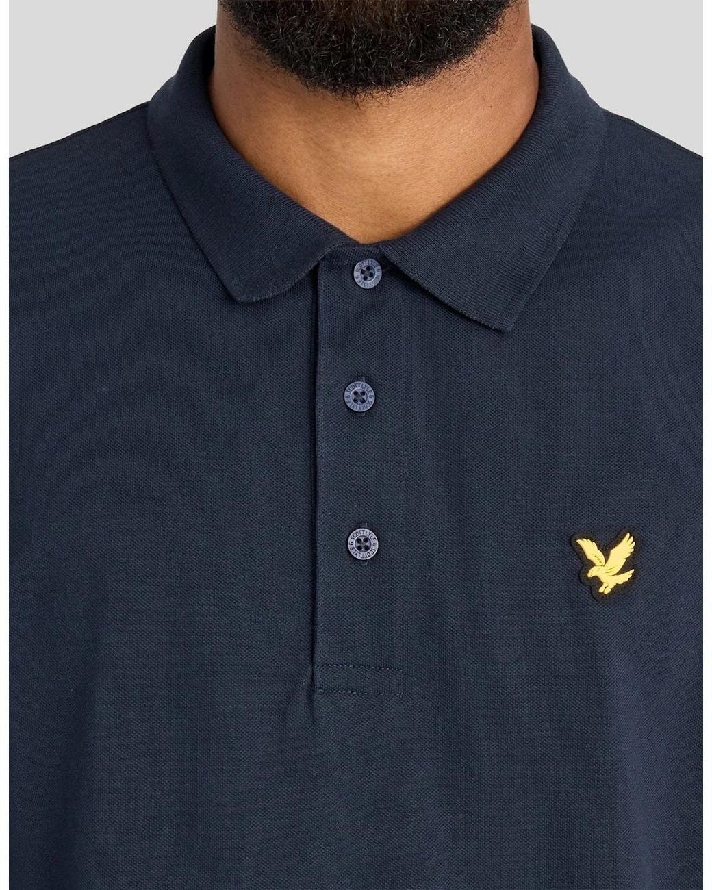 Lyle & Scott Blue Technical Long Sleeve Polo Shirt for men