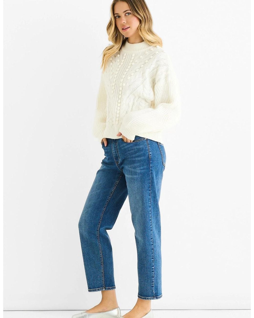Gini London Blue Chunky Knit Oversized Jumper