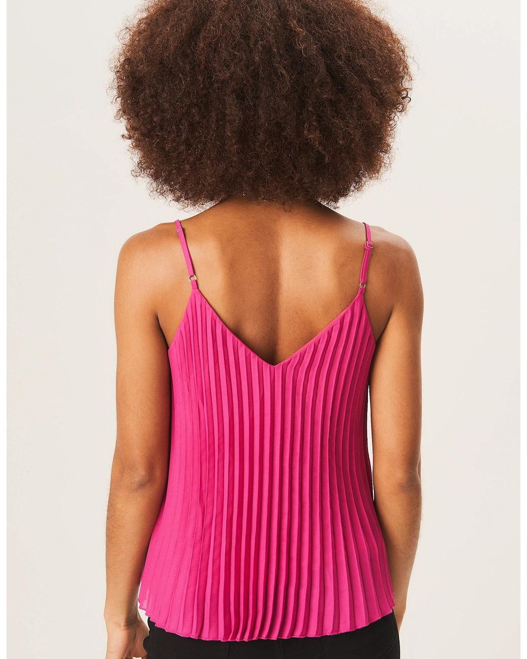 Gini London Pink Strappy Pleated Cami Top