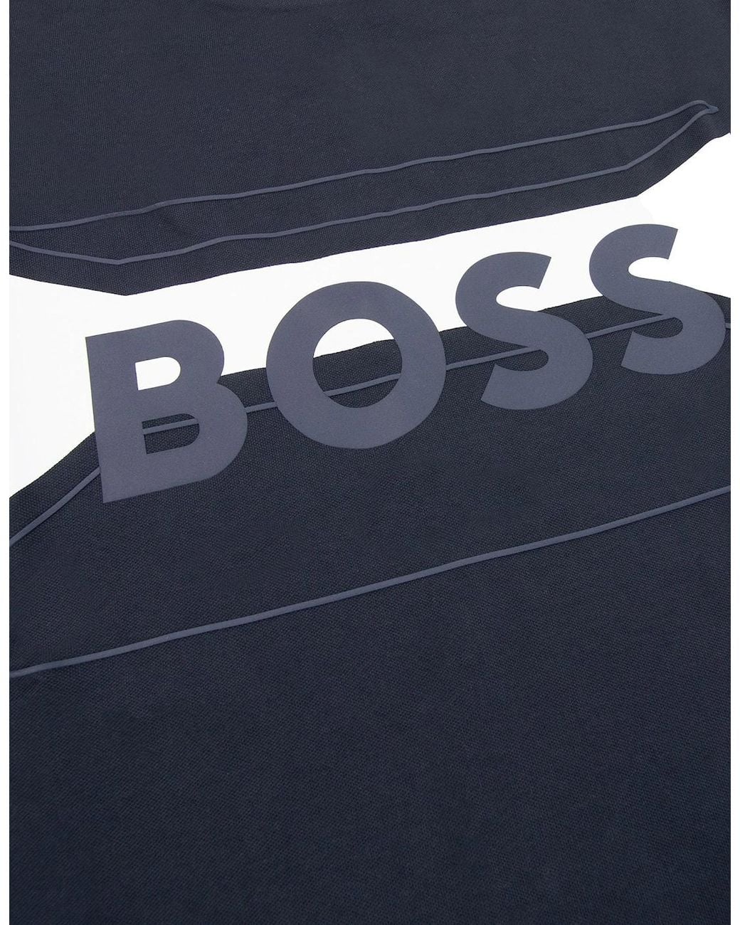 Boss Blue Tee 2 Artwork Logo T Shirt 402 for men