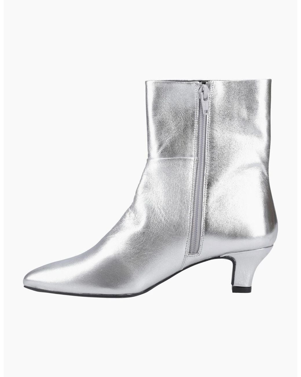 Hush Puppies White Nahla Heel Leather Heeled Ankle Boots