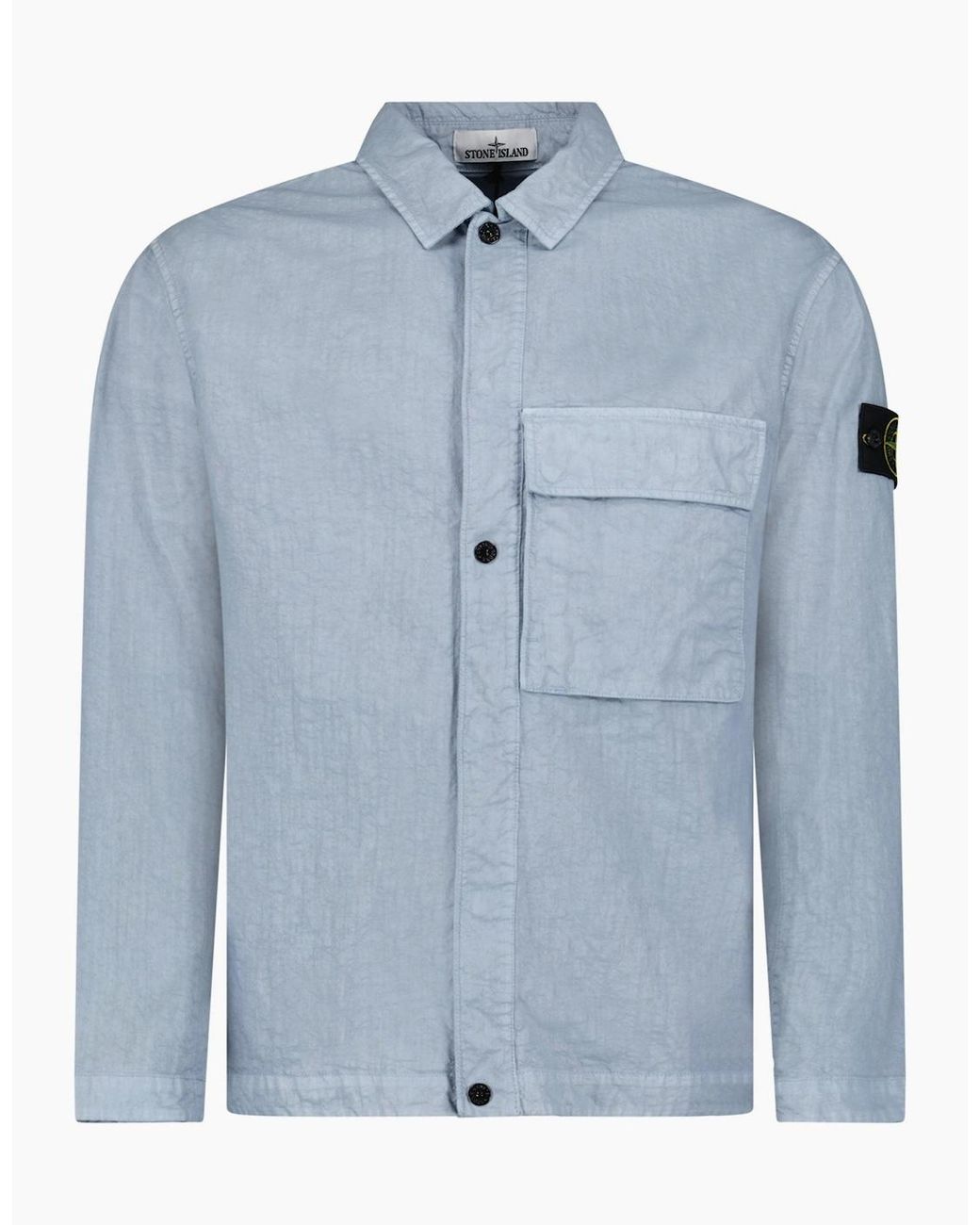 Stone Island Blue Organic-Look Nylon Panama-Tc Overshirt for men