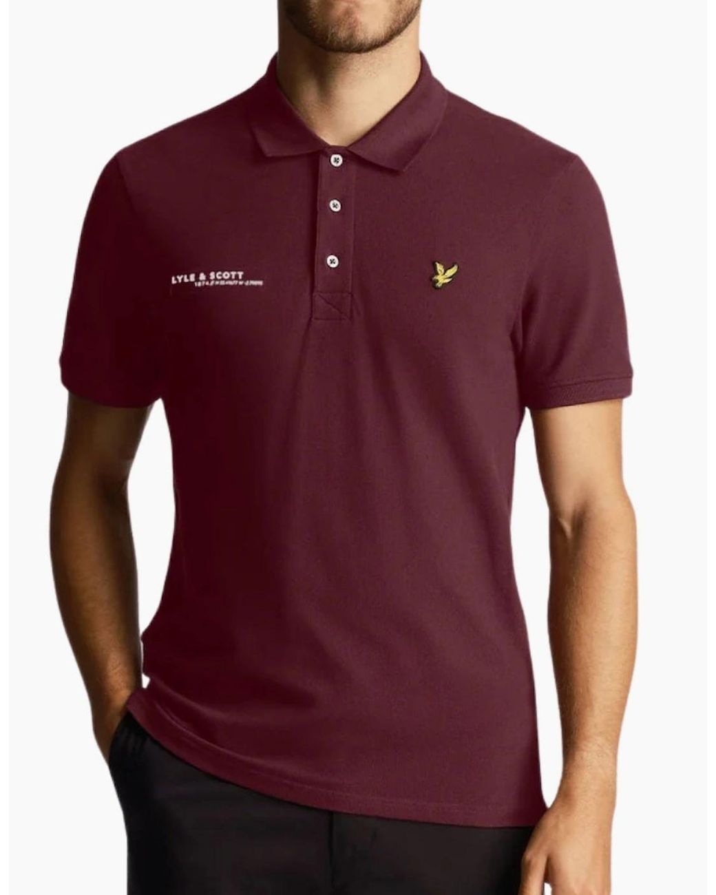 Lyle & Scott Red Lyle & Scott Burgundy Co-Ordinate Print Logo Short Sleeved Polo Shirt for men