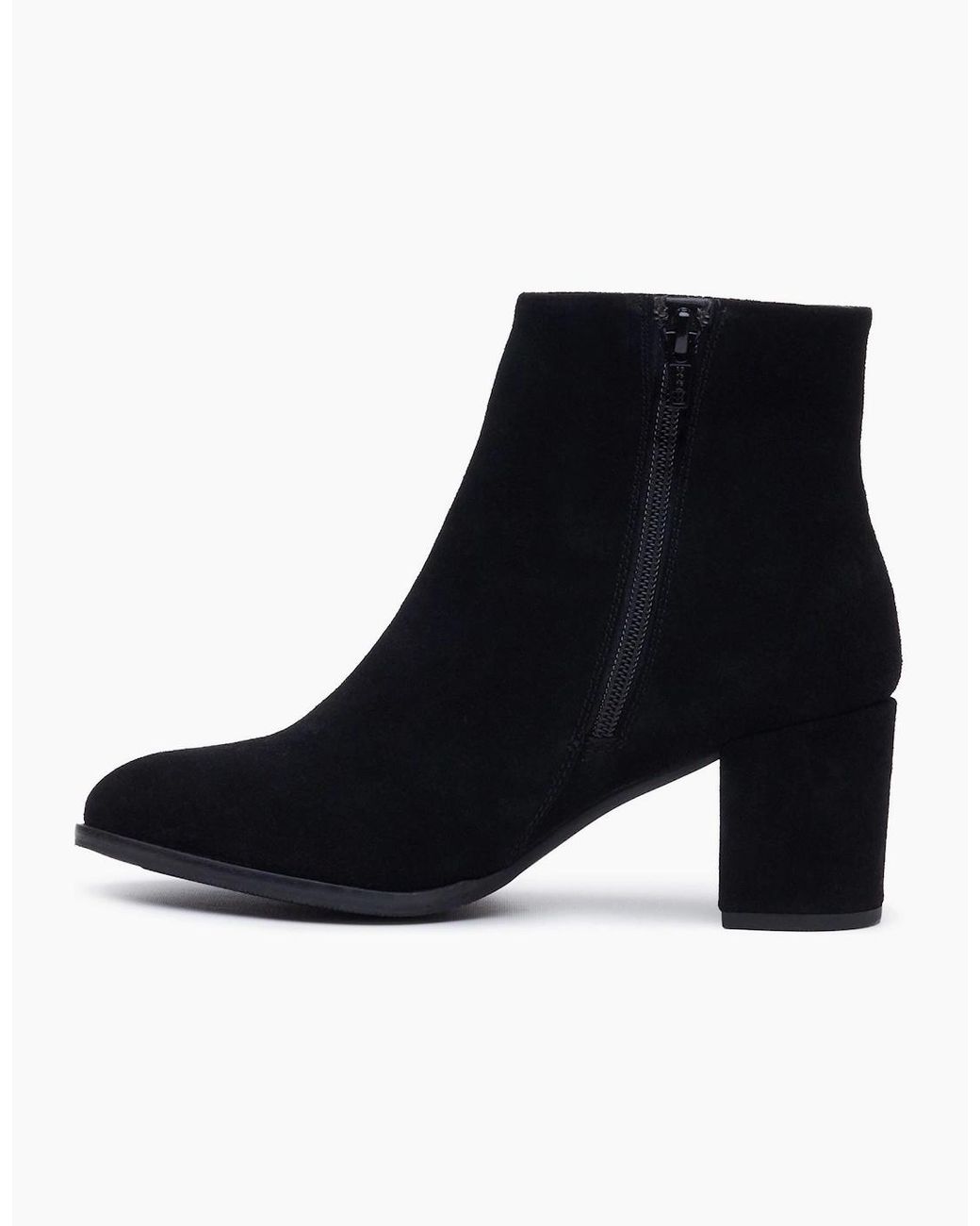 Hush Puppies Black Claridy Suede Leather Heeled Ankle Boots