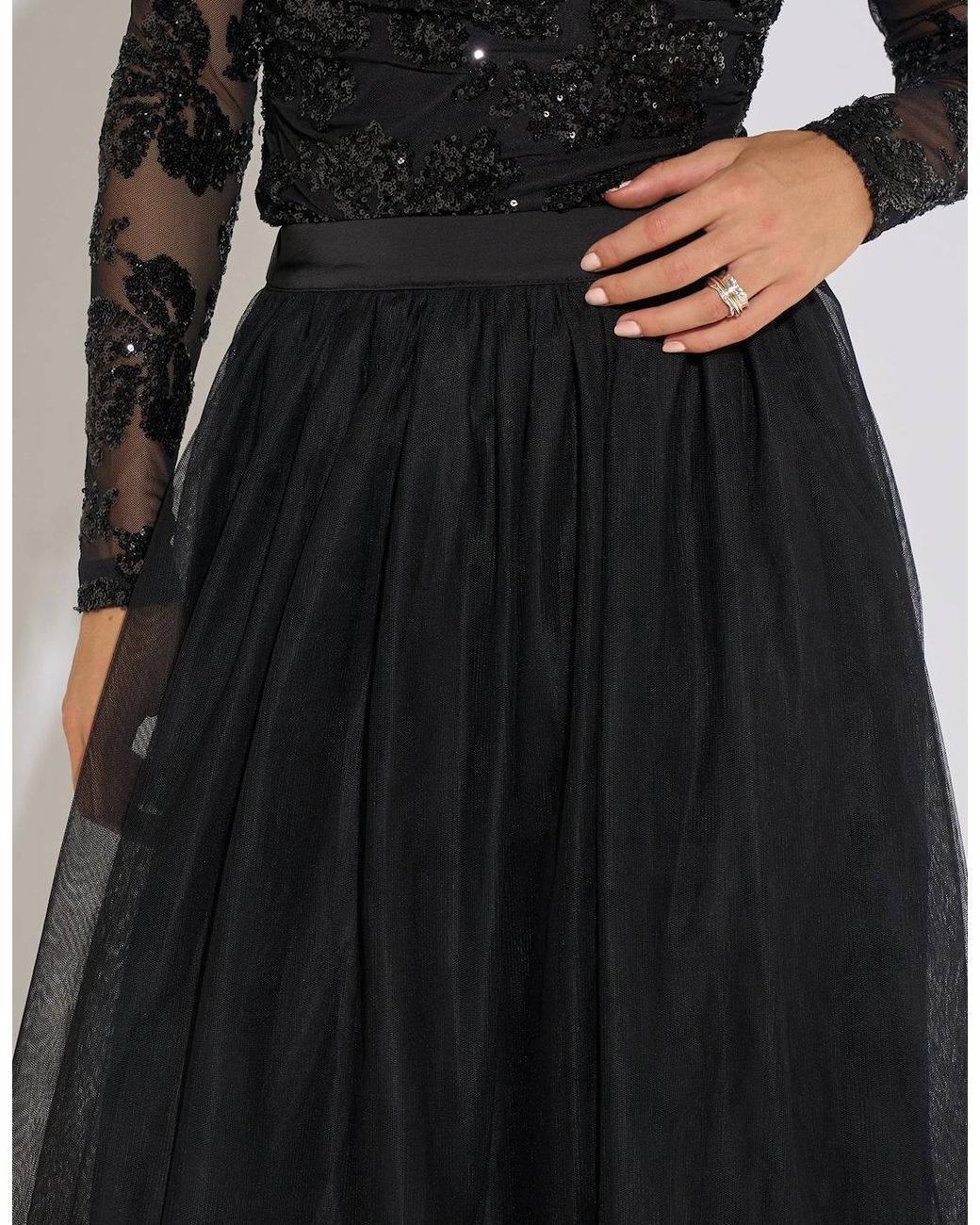 Gini London Black Tulle Skater Midi Skirt