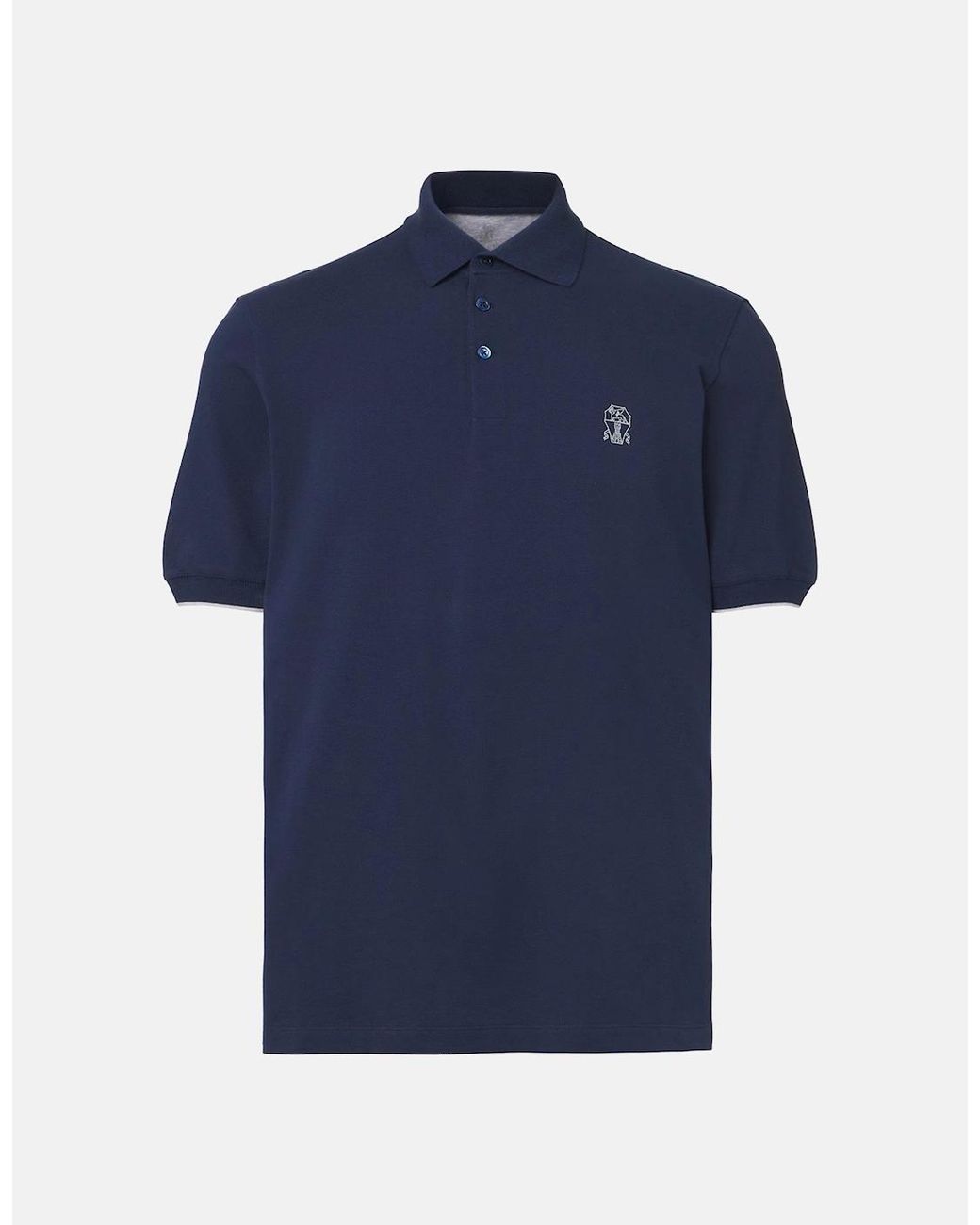 Brunello Cucinelli Blue Branded Cotton Polo Shirt for men