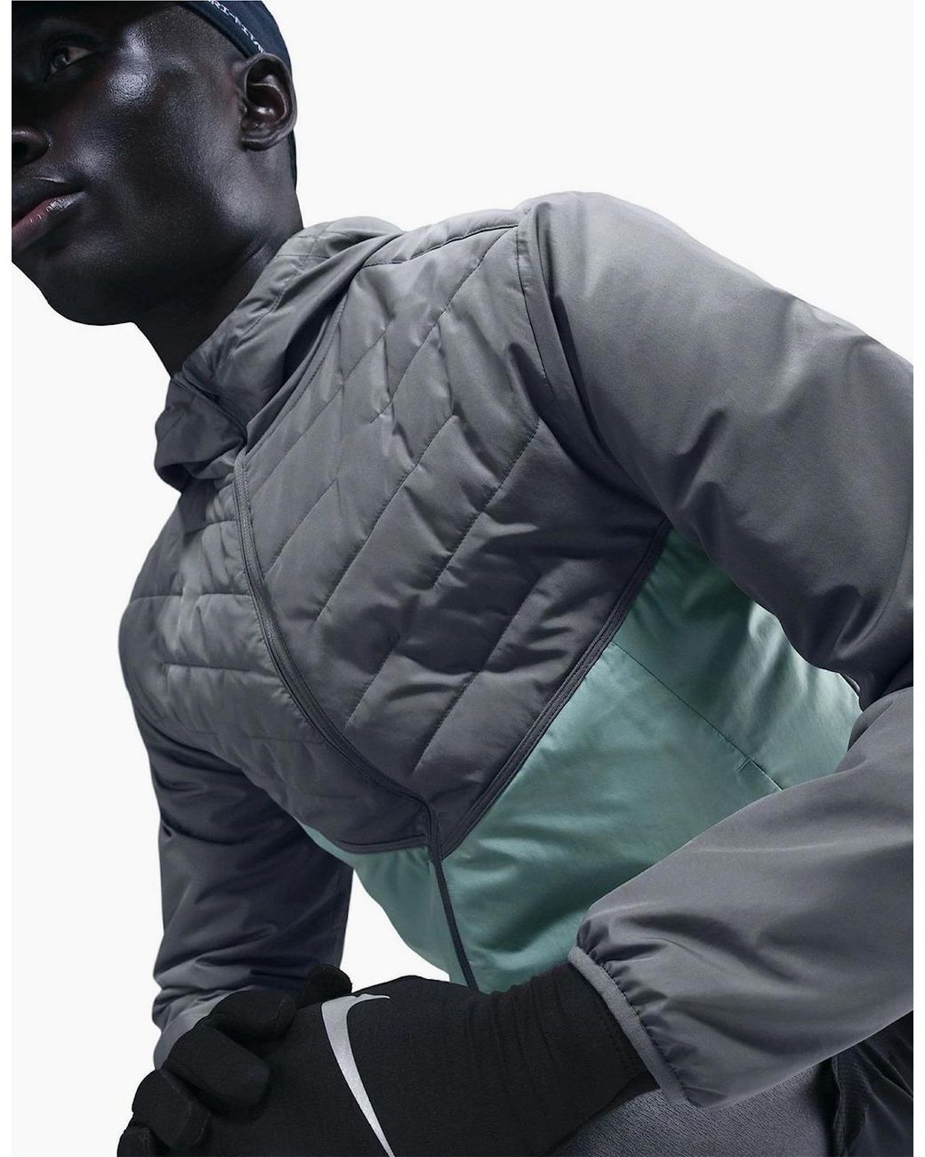 Nike Gray Sn54 Colour Block Zipped Pocket Puffer Jacket for men