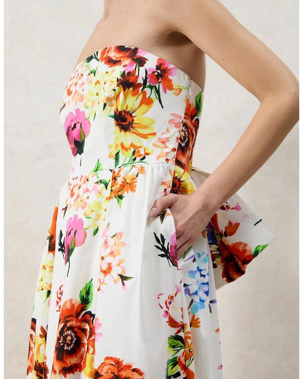 Ro&zo Multicolor Petite Annie Garden Floral Printed Bow Detail Dress