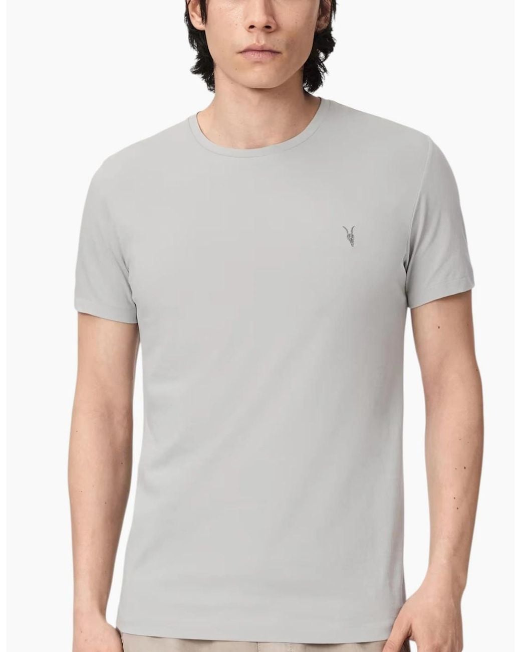 AllSaints White T Shirts Lycra Stretch Cotton Crew Neck Short Sleeve Summer Tee for men