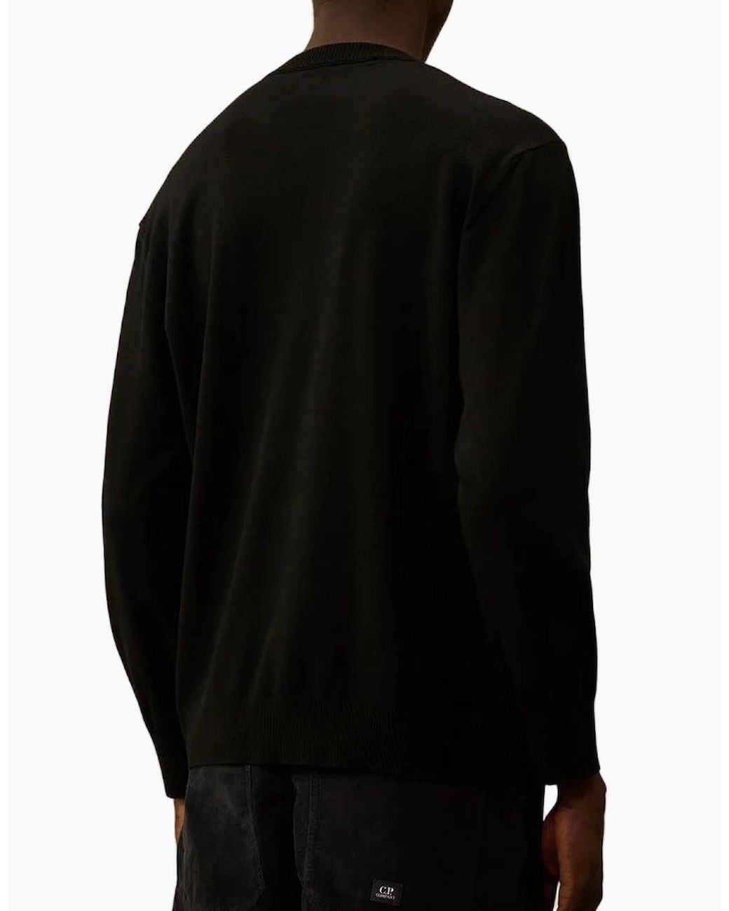 C P Company Black Extrafine Merino Wool Lens Knit for men