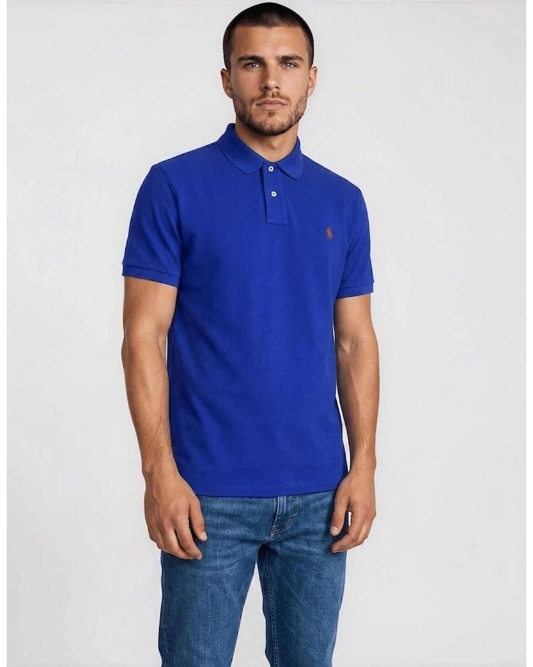 Polo Ralph Lauren Blue Mesh Custom Slim Fit Polo Shirt for men