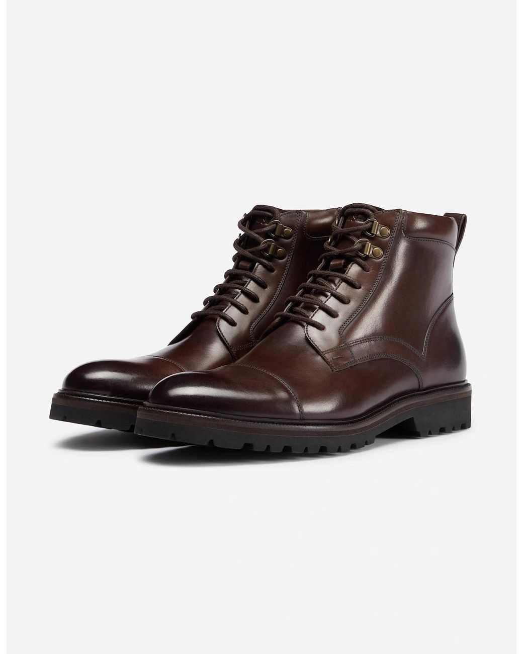 Oliver Sweeney Brown Runcorn Antiqued Calf Leather Brogue Boots for men