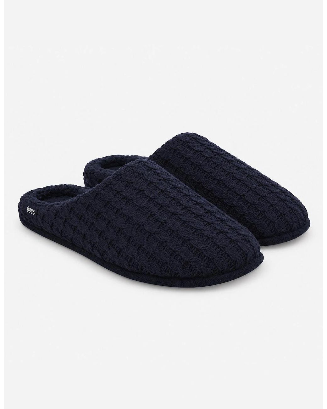 Totes Blue Toasties Knitted Mule Slippers Mules for men