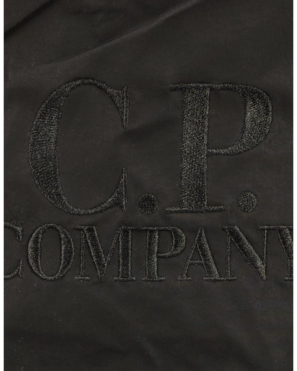 C P Company Black Chrome-R Logo Backpack for men