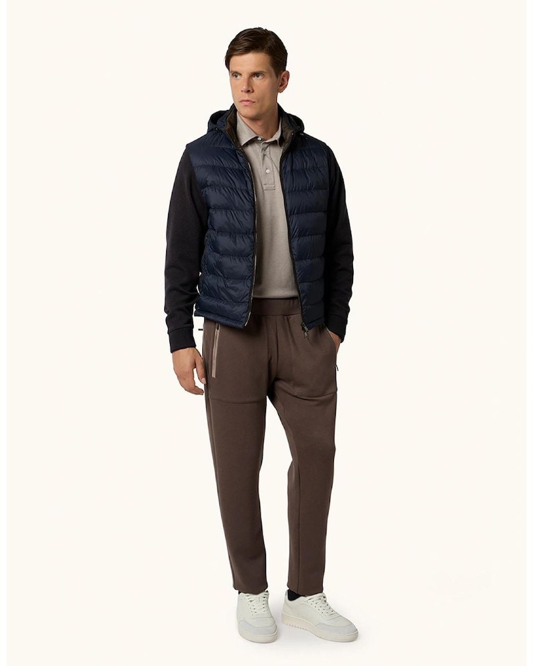 Paul & Shark Blue Ultralight Down Jacket With Removable Wool Sleeves for men