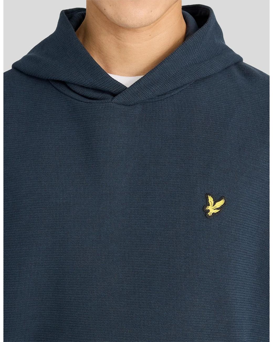 Lyle & Scott Blue Textured Rib Hoodie for men