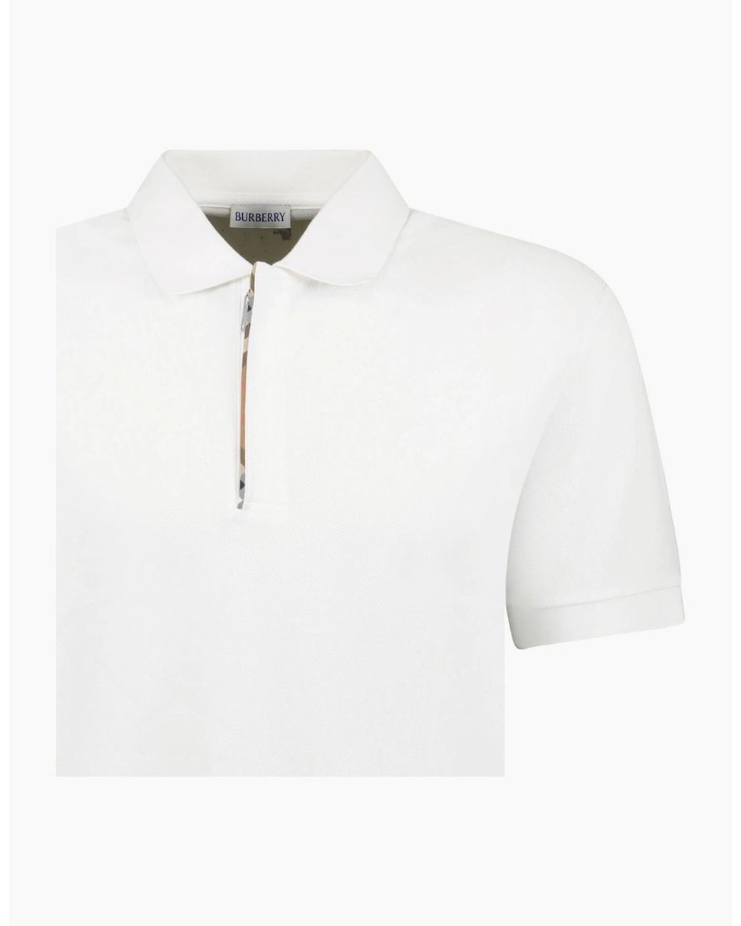 Burberry White Hartford Zip Polo Shirt for men