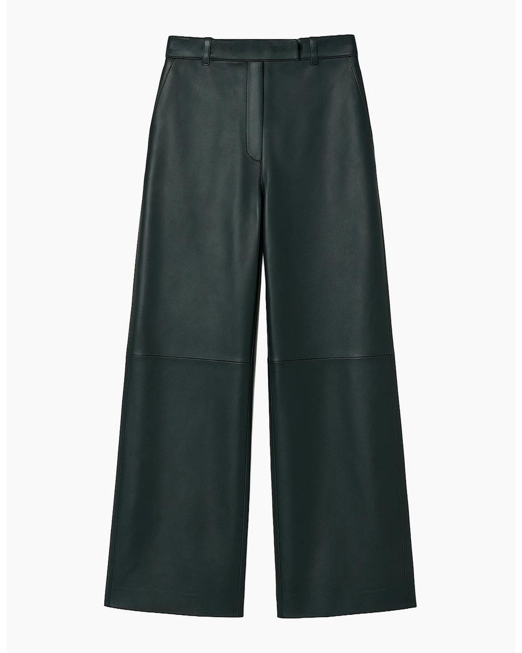 Ro&zo Green Dark- Leather Wide-Leg Trousers
