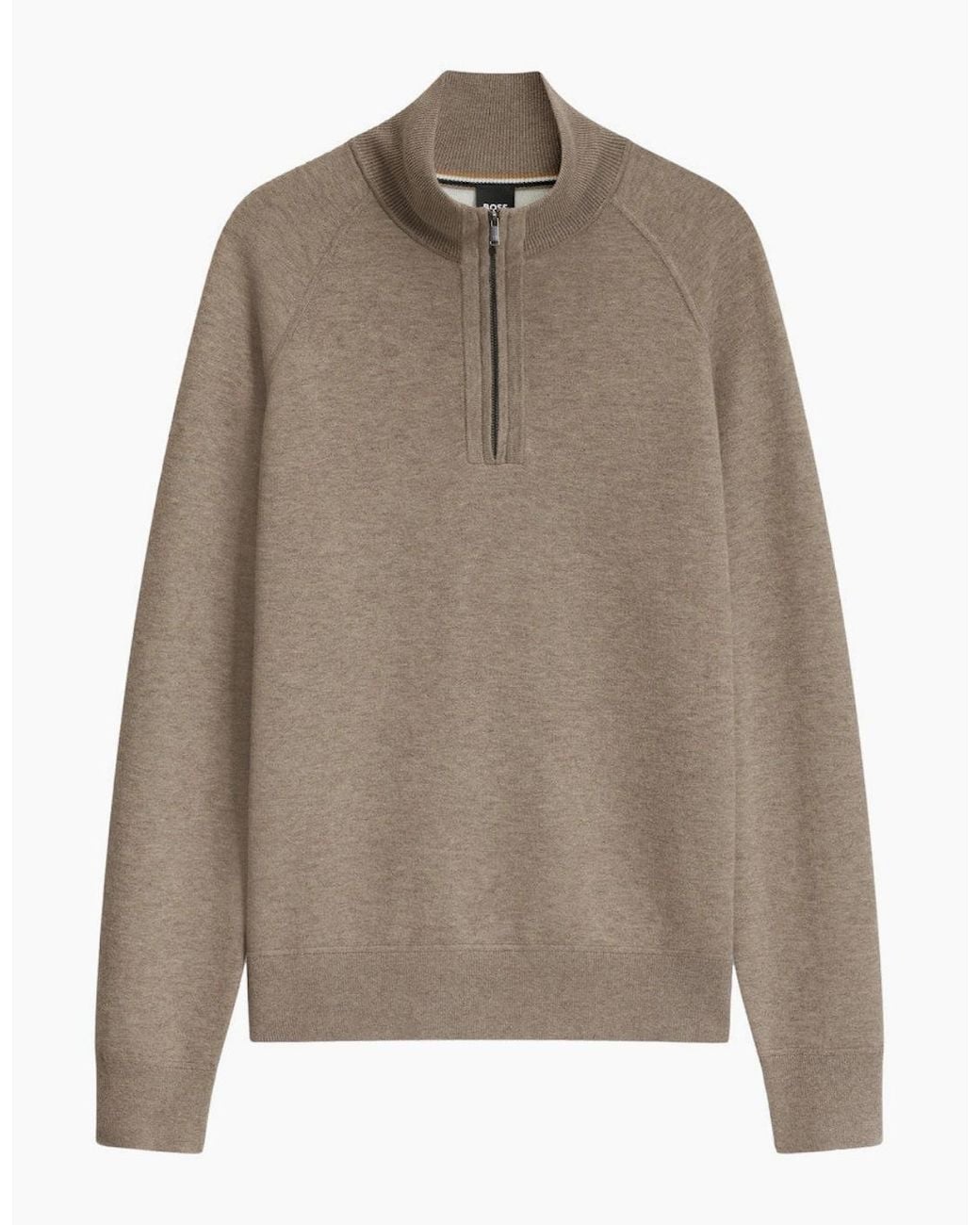 Boss Brown Boss H Fabio Half Zip Sweater 240 Open for men