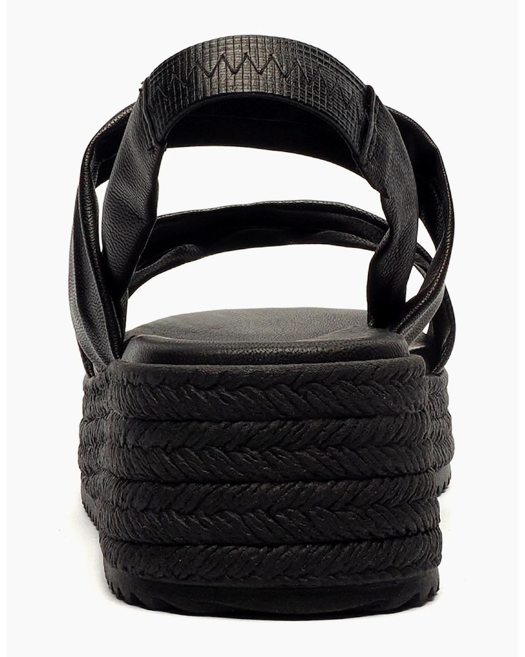 Hush Puppies Black Rachel Leather Wedge Sandals