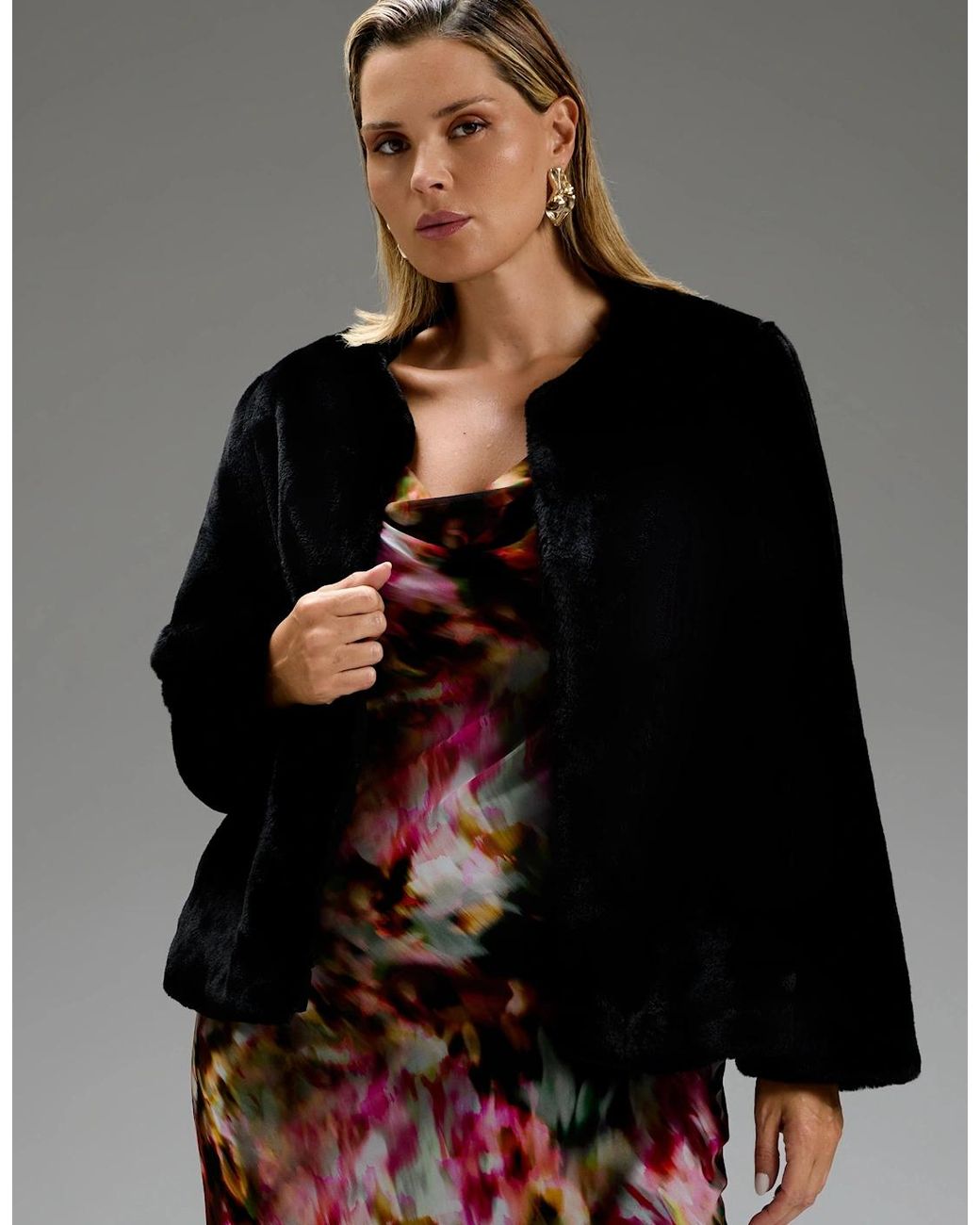 Live Unlimited London Red Faux Fur Jacket