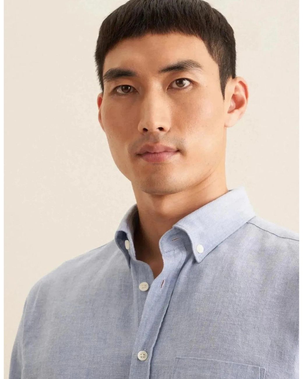 Seidensticker Blue Regular Fit Button Down Linen Blend Chambray Shirt Light for men