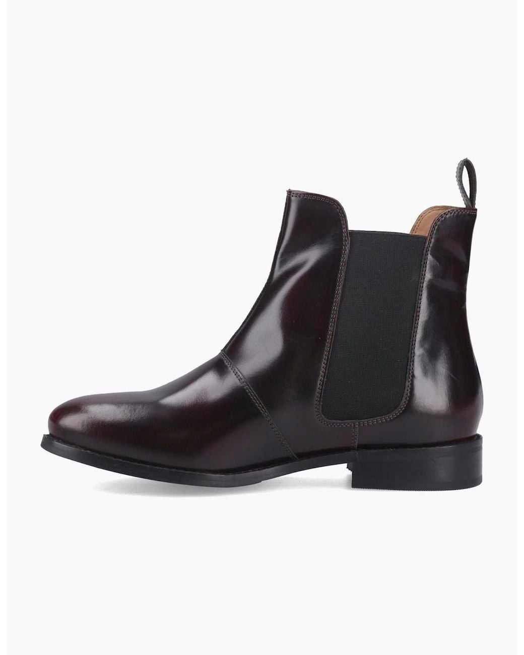 Hush Puppies Black Colette Leather Bordeaux Wide Fit Flat Chelsea Boots