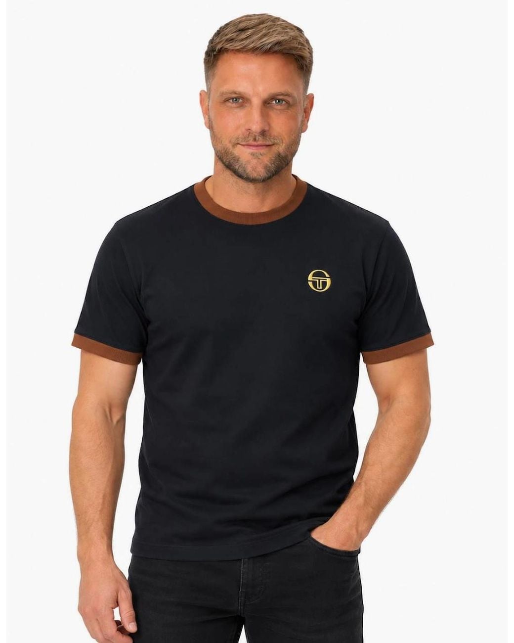 Sergio Tacchini Black Nera T-Shirt/Potting Soil for men