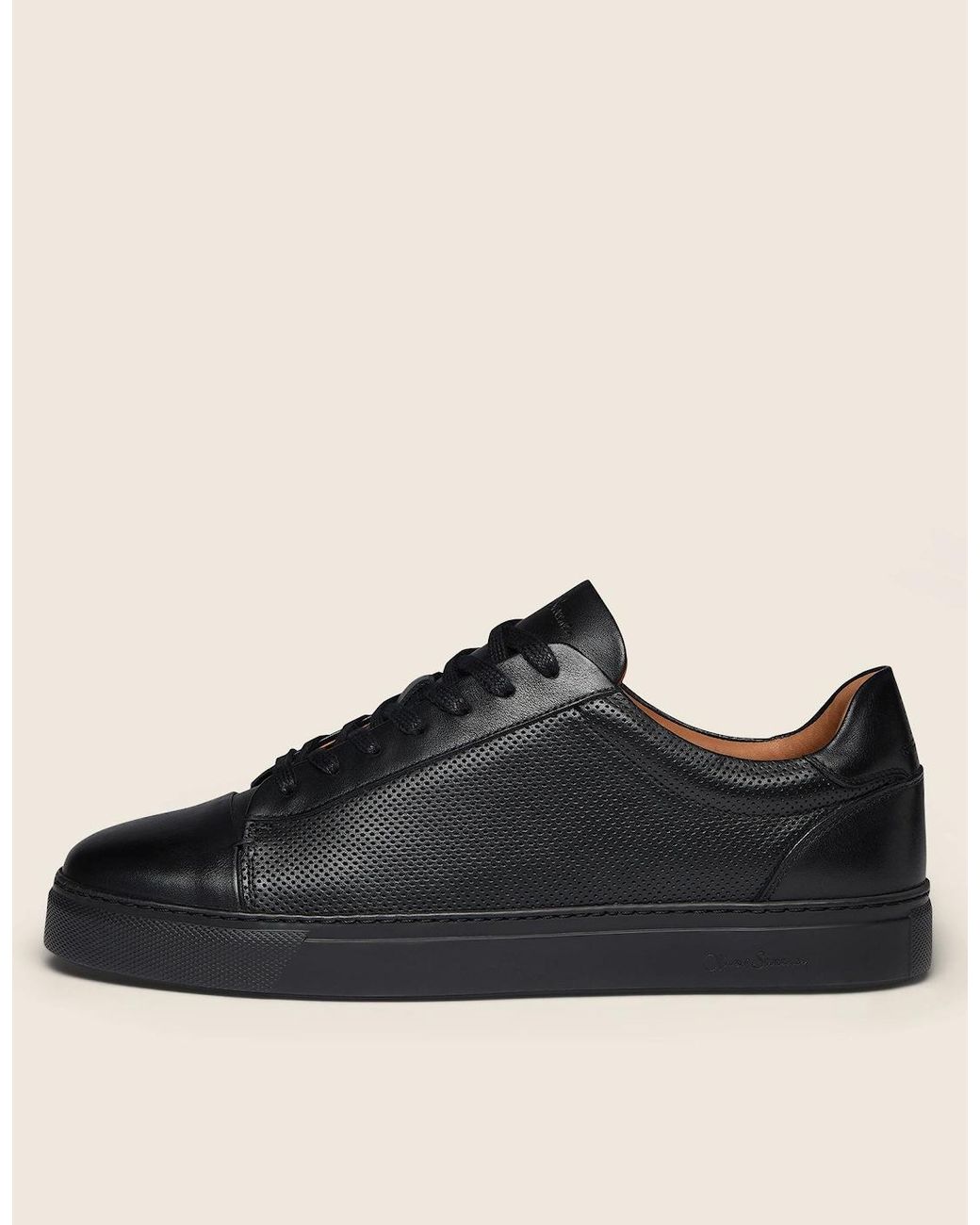 Oliver Sweeney Black Almada Perforated Leather Trainers