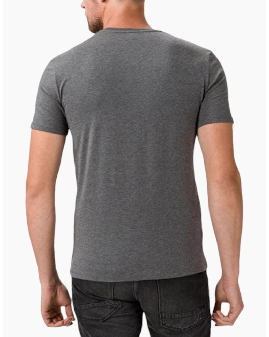 Just Cavalli Gray S03Gc0368 T-Shirt Logo Print Short Sleeve Tops Cotton Tee for men