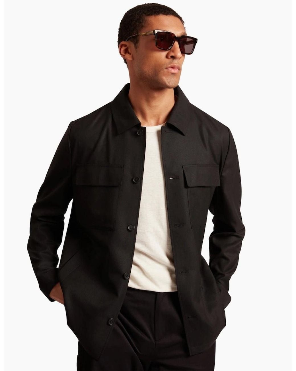 Ted Baker Black Selwynj Lightweight Wool Blend Jacket for men