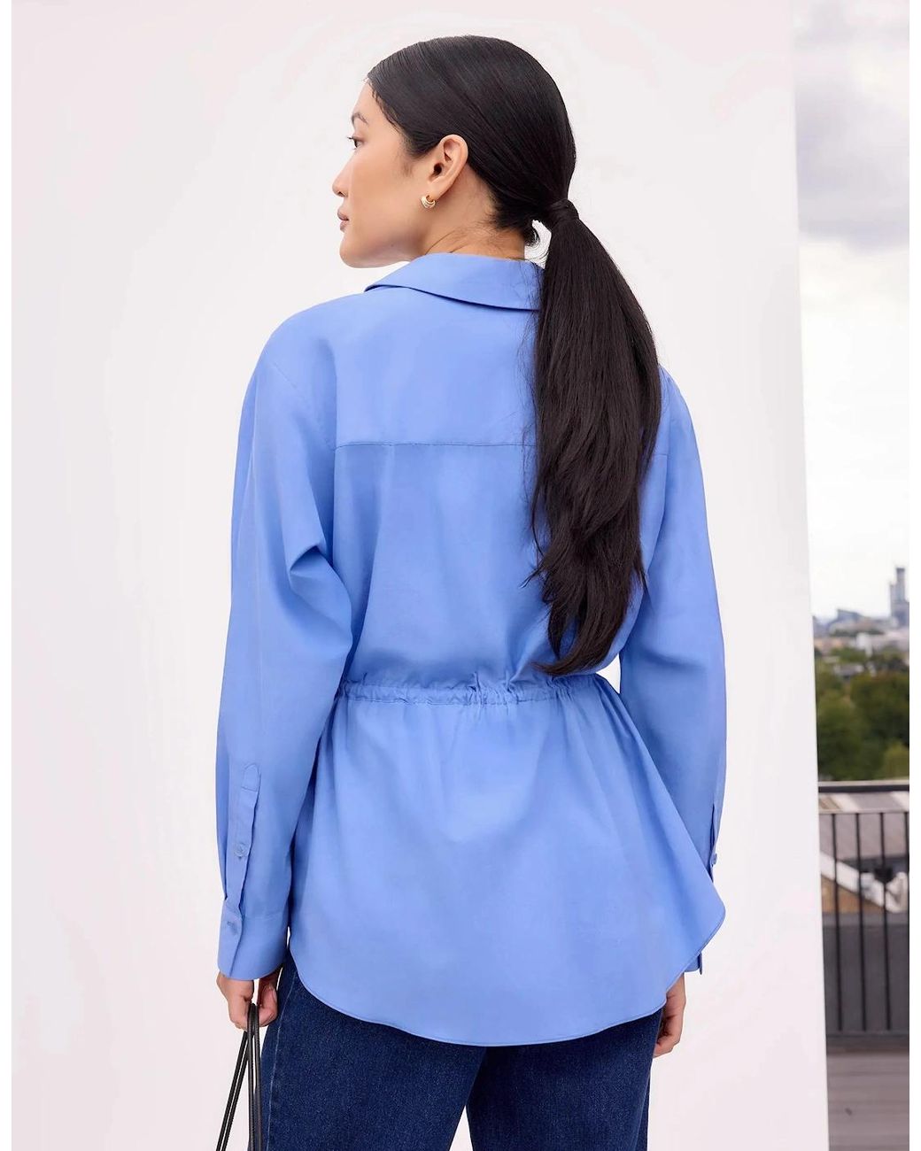 Ro&zo Blue Gathered Waist Shirt