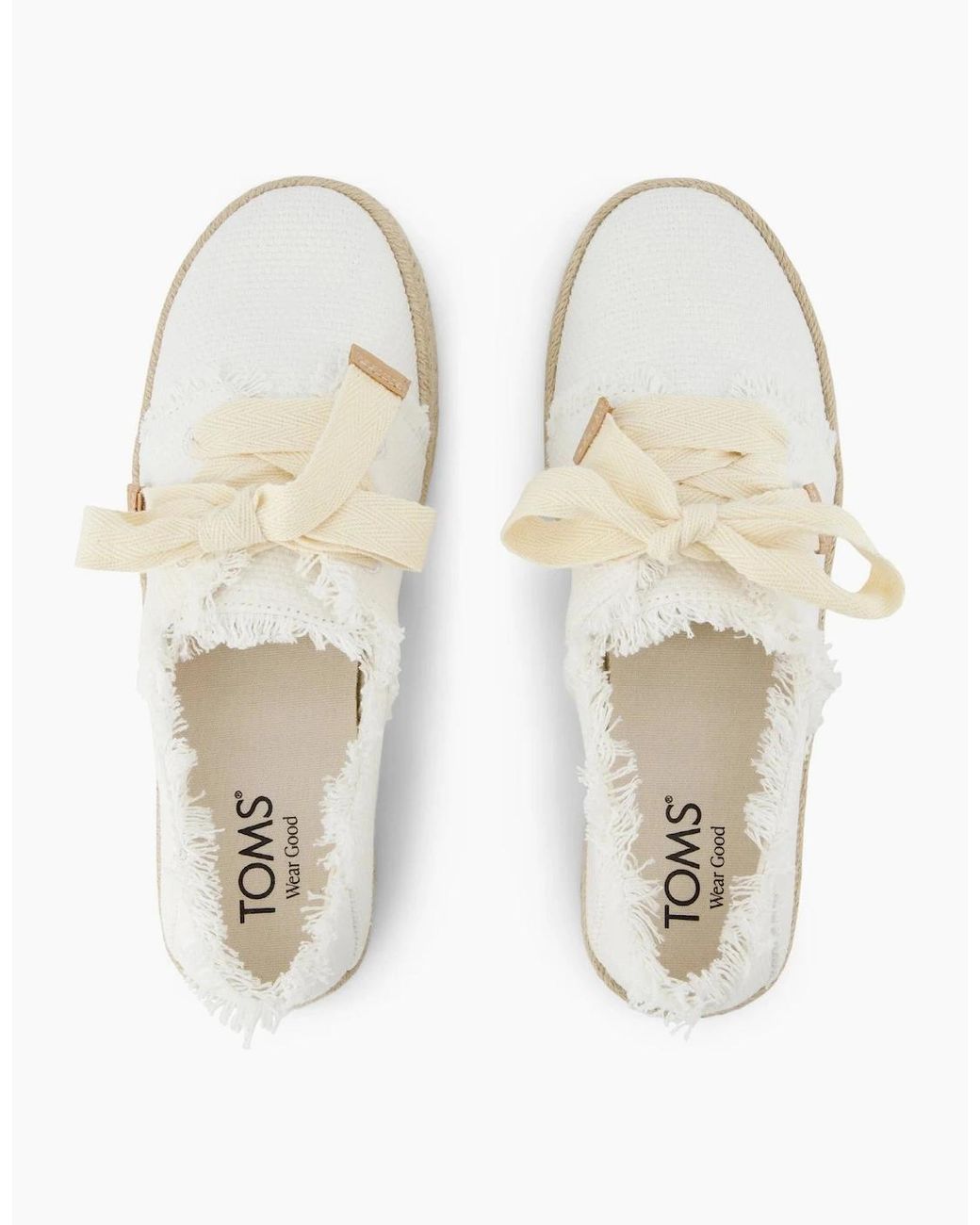 TOMS White Carolina Lace Up Espadrille Shoes