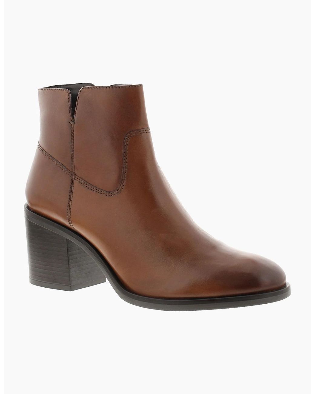 Clarks Brown Ankle Boots Valvestino Lo Dark Tan Leather Zip Fastening Uk Size
