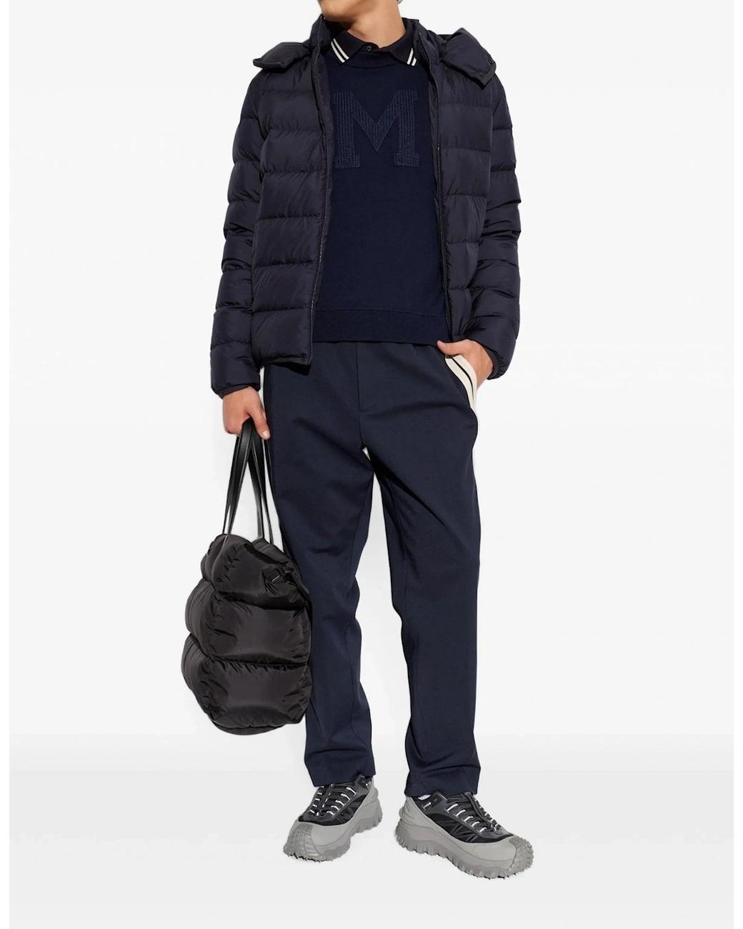 Moncler Blue M Logo Crewneck Sweater for men