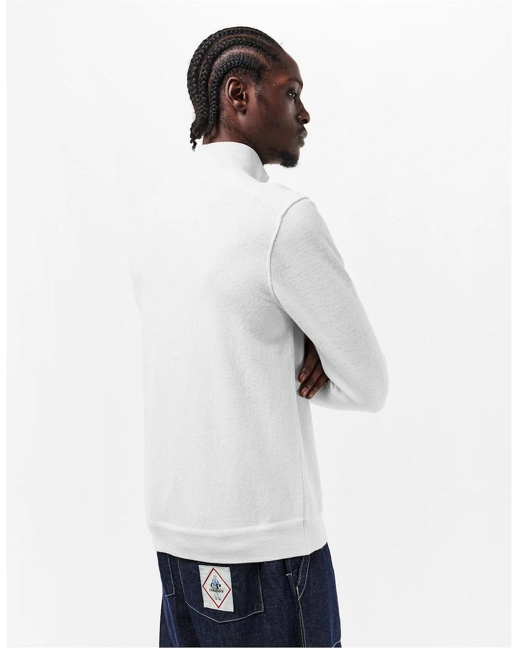 C P Company White Crew Neck Jumper for men