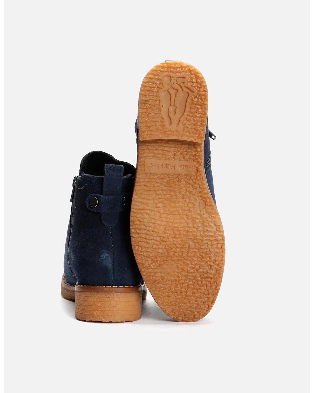 Hush Puppies Blue Maddy Wide Suede Flat Chelsea Boots