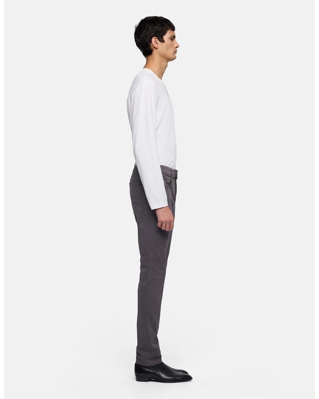 7 For All Mankind Gray Slimmy Slim Fit Stretch Sateen Jeans for men
