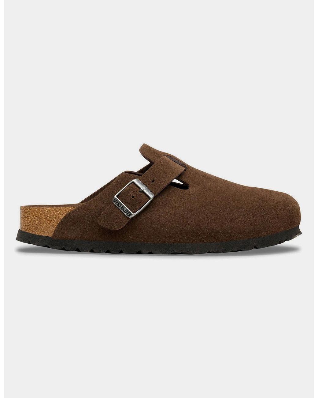 Birkenstock Boston Brown Suede Leather Tonal Footbed Clogs