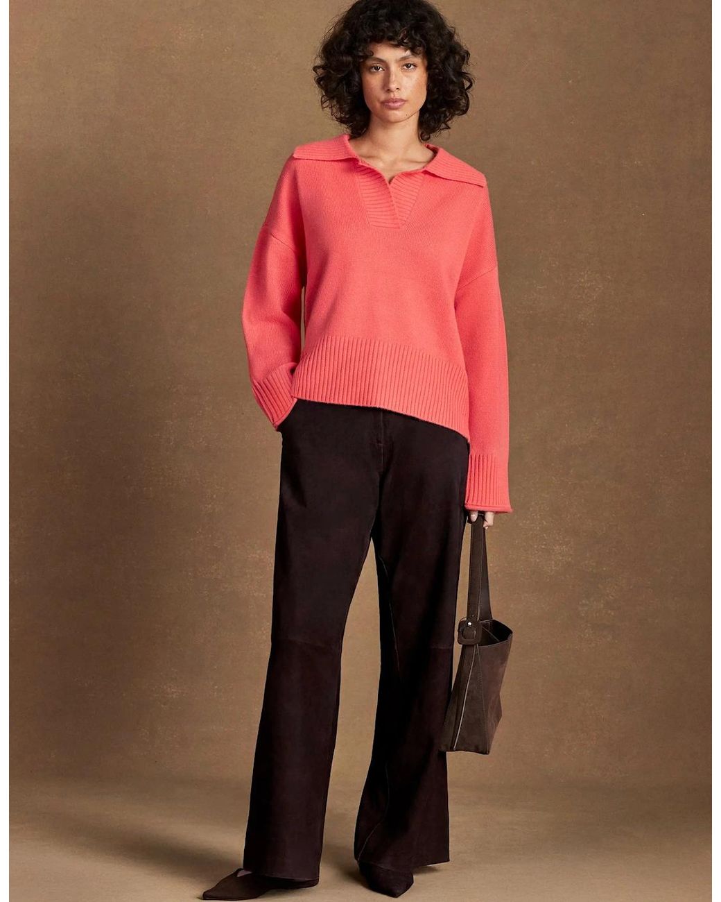 Ro&zo Red Coral Collar Jumper With Cashmere