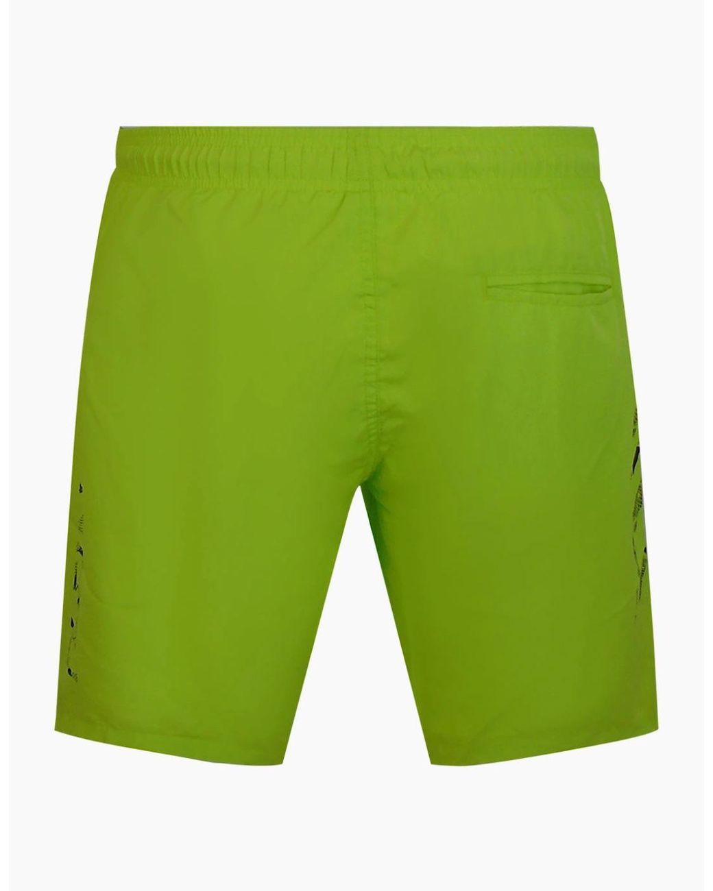 Philipp Plein Green Plein Sport Scratch Logo Long Swim Shorts