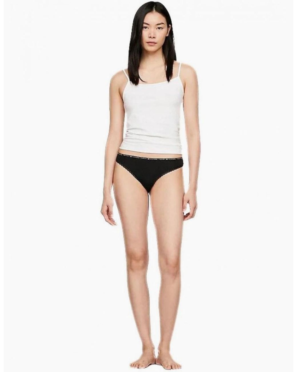Tommy Hilfiger Black 3-Pack Lace Trim Microfibre Thongs