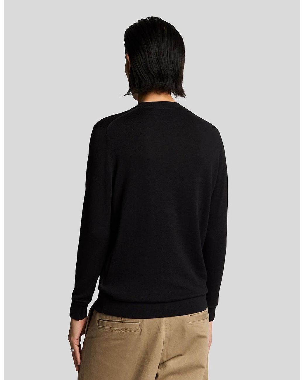 Lyle & Scott Black Superfine Cotton Crew Neck Jumper for men