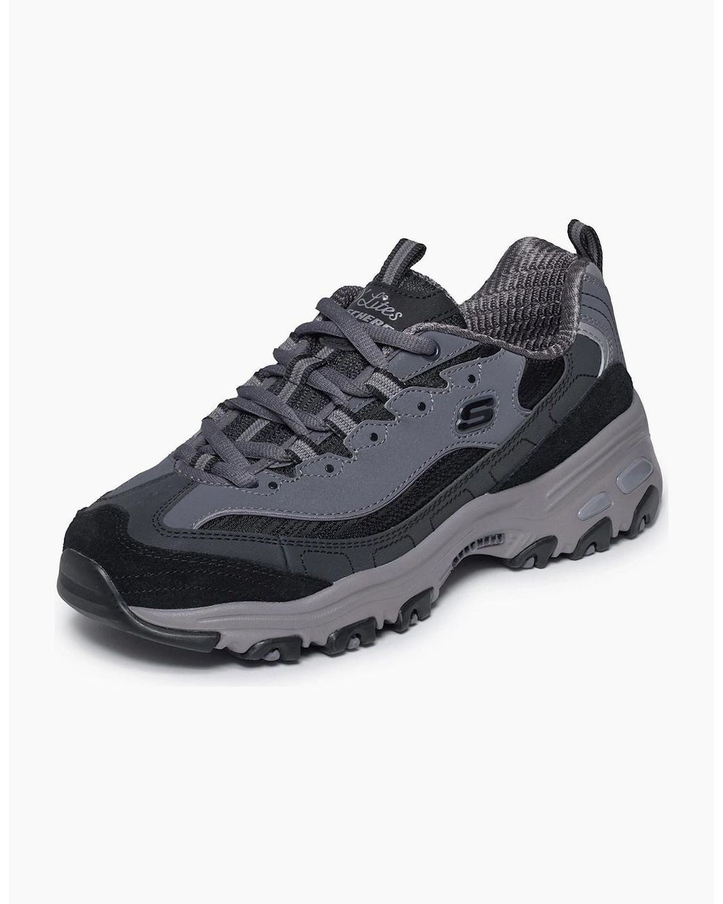 Skechers Black D'Lites Modern Classic Leather /Charcoal Trainers