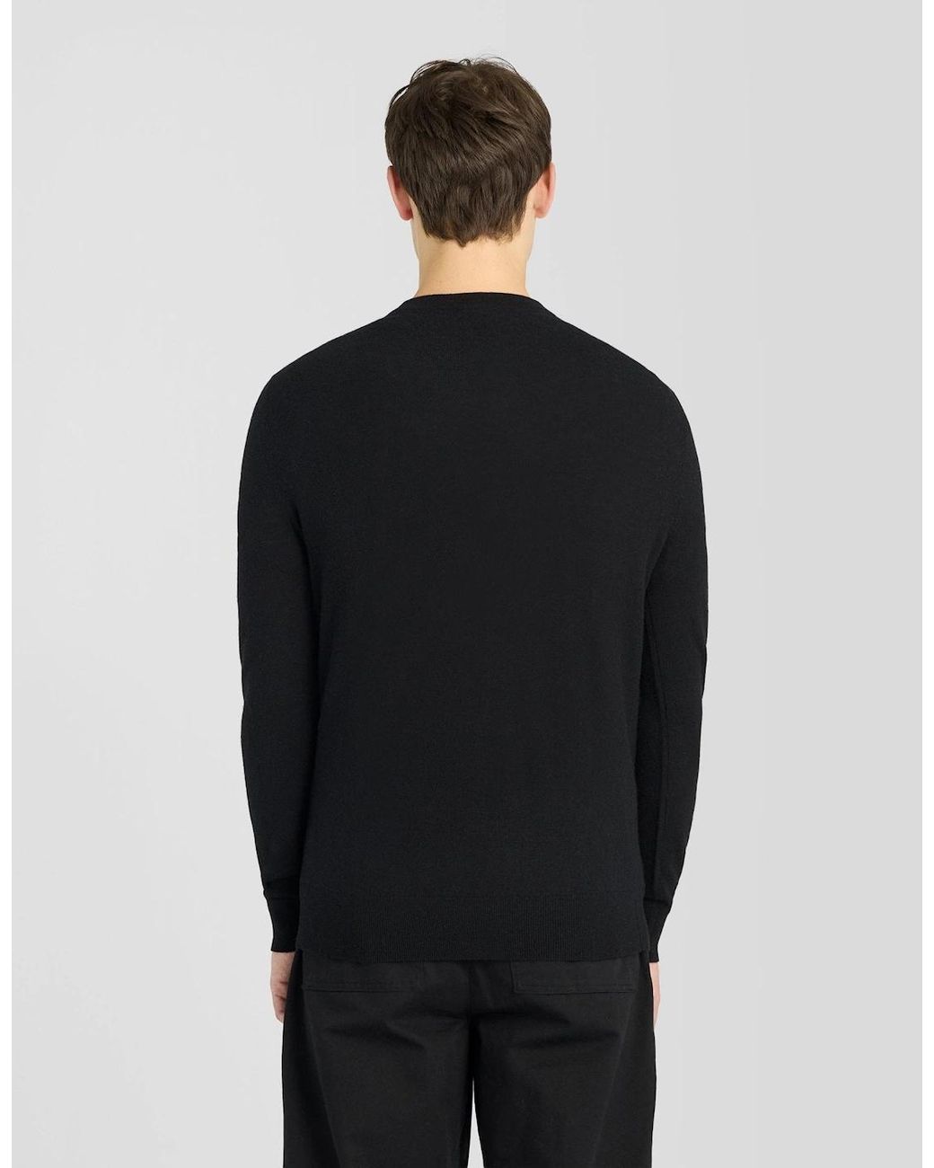 Lyle & Scott Black Pure Lambswool Crew Neck Jumper for men